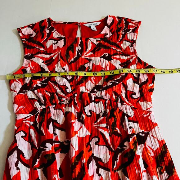 Nine West Crinkle Floral Print Sleeveless Maxi Dress Size S Small Orange Multi - Picture 4 of 6